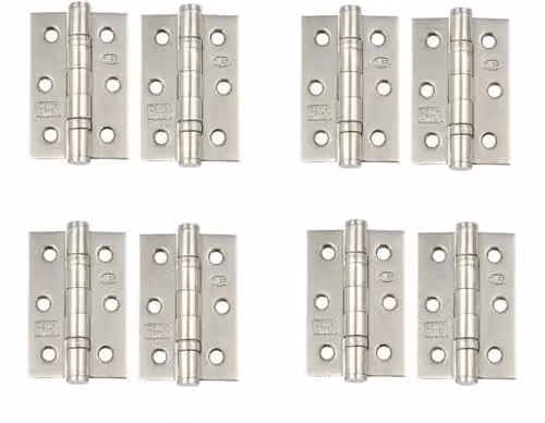 Golden Grace Polished Chrome Screw-on Butt Hinges, 4 Pairs