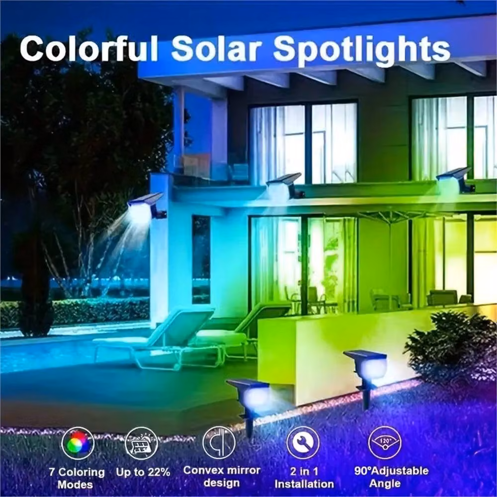 Kelvenix 8X RGB LED Solar Outdoor Garden Stake Pathway Spot Light, Black Multicolour – 3