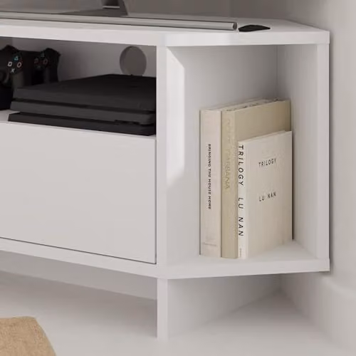HOCUS PICUS Modern White Corner TV Unit for TVs up to 42 Inch, Height: 95.7 cm – 3