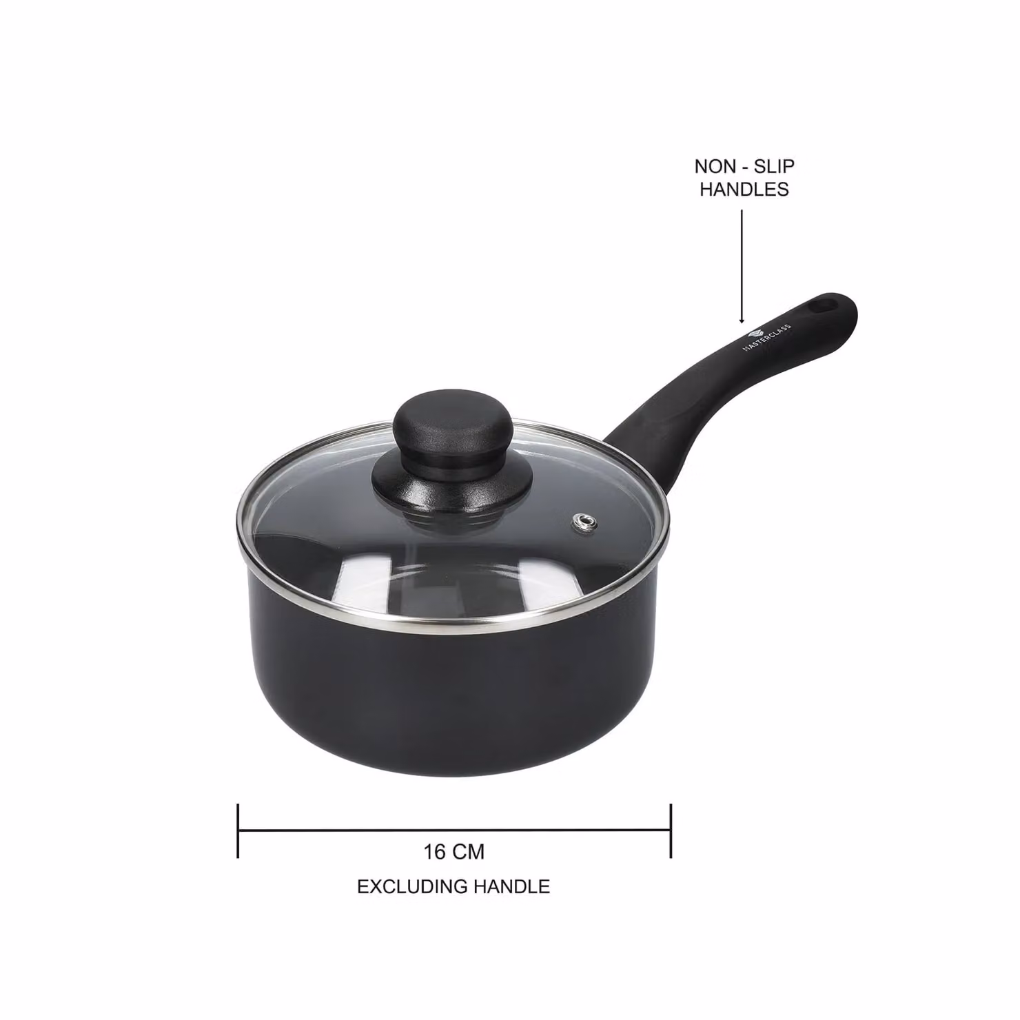 MasterClass Can-to-Pan 16cm Ceramic Non-Stick Aluminium Saucepan with Lid in Grey and Black – 5