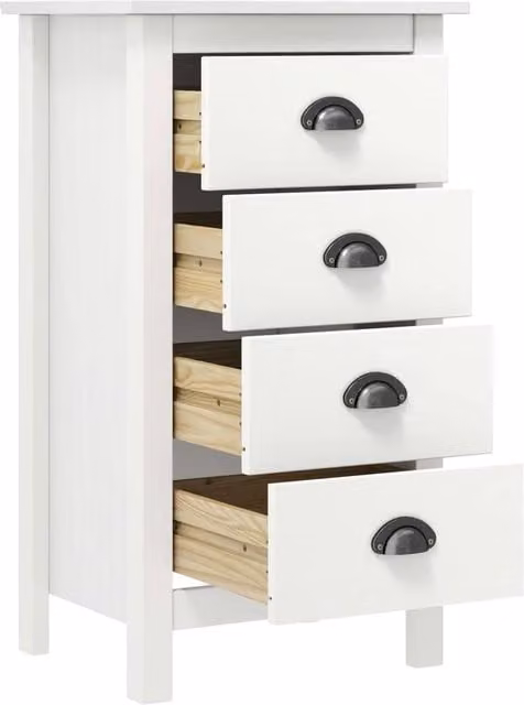 Berkfield Home Hill Sideboard in White Solid Pine Wood, W/D/H: 46 x 35 x 80 cm