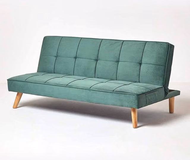 Homescapes Bower Velvet Sofa Bed in Green, W/D/H: 175 x 97 x 83 cm – 1