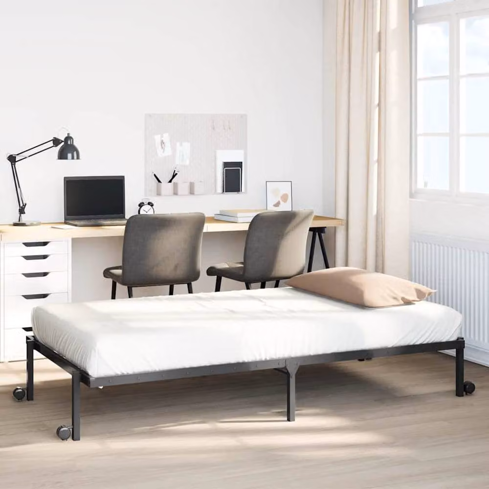 Berkfield Home Elegant Foldable Rollaway Bed Frame in Black Metal, W: 107 cm, H: 30 cm, L: 203 cm – 2