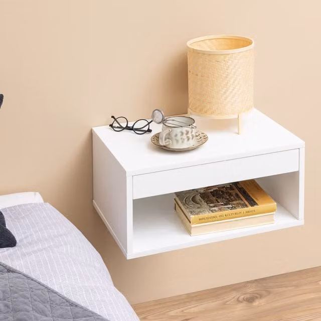 Furniture To Go Cholet Square Bedside Table with 1 Drawer in White
