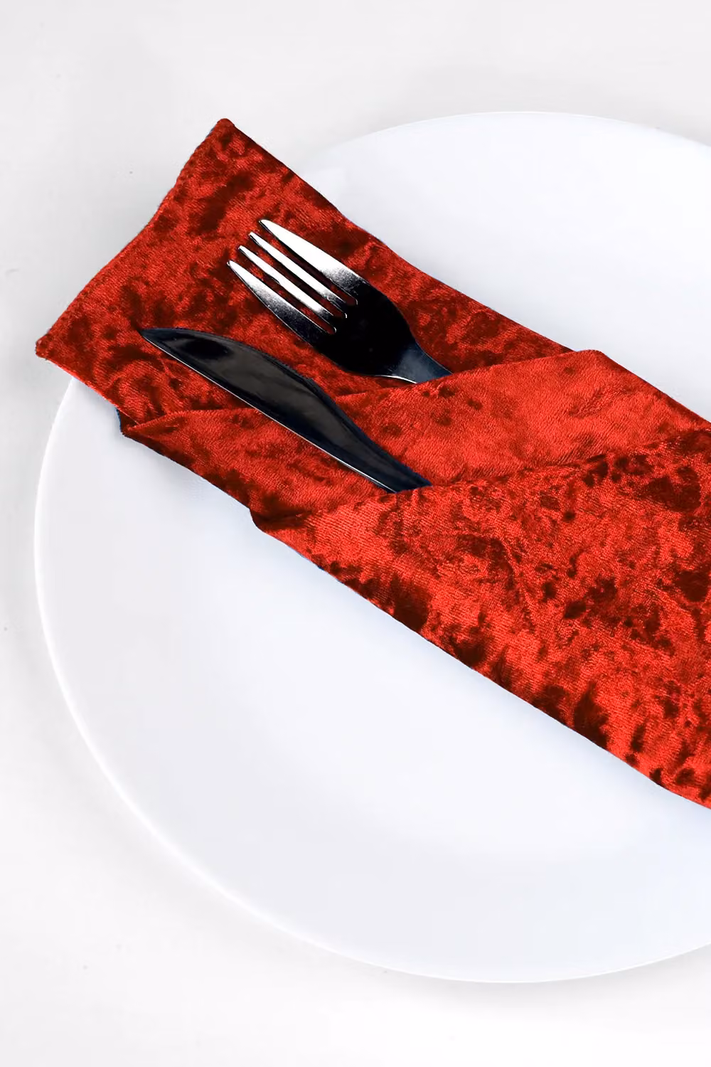 Neel Blue Diamond Red Velvet Napkin with Hemmed Edges, W/D: 50.8 x 50.8 cm – 2