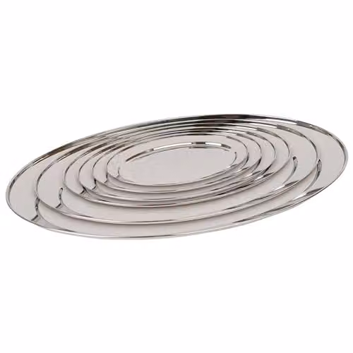 Argon Tableware 6 Piece Oval Stainless Steel Serving Platter Set in Silver