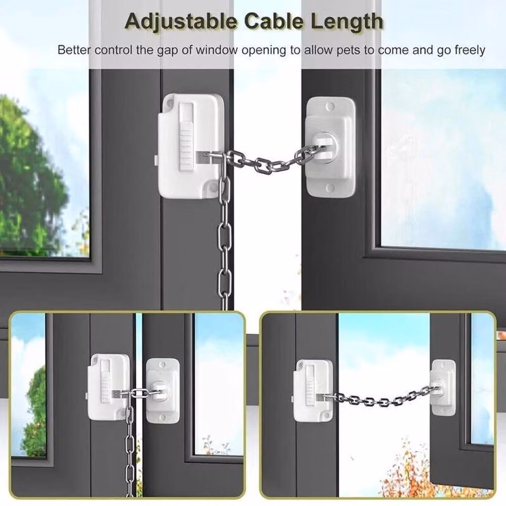 FLAVORA Adjustable Self Adhesive Window Lock Safety Restrictor, White, W: 52 cm – 4
