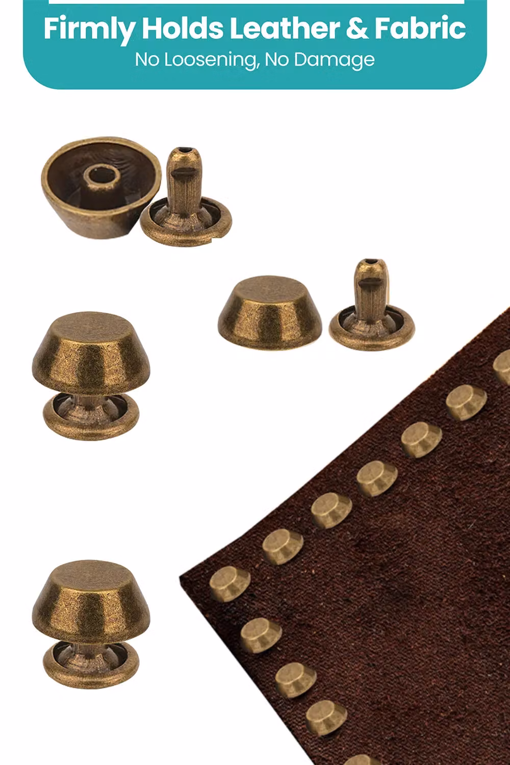 Neel Blue Bronze Metal Alloy Mushroom Feet Caps with 7mm Back Rivets, 12mm, 25 Pieces – 4