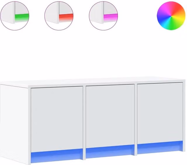 Berkfield Home Modern White LED TV Cabinet in MDF, W/D/H: 97 x 40 x 40 cm – 1