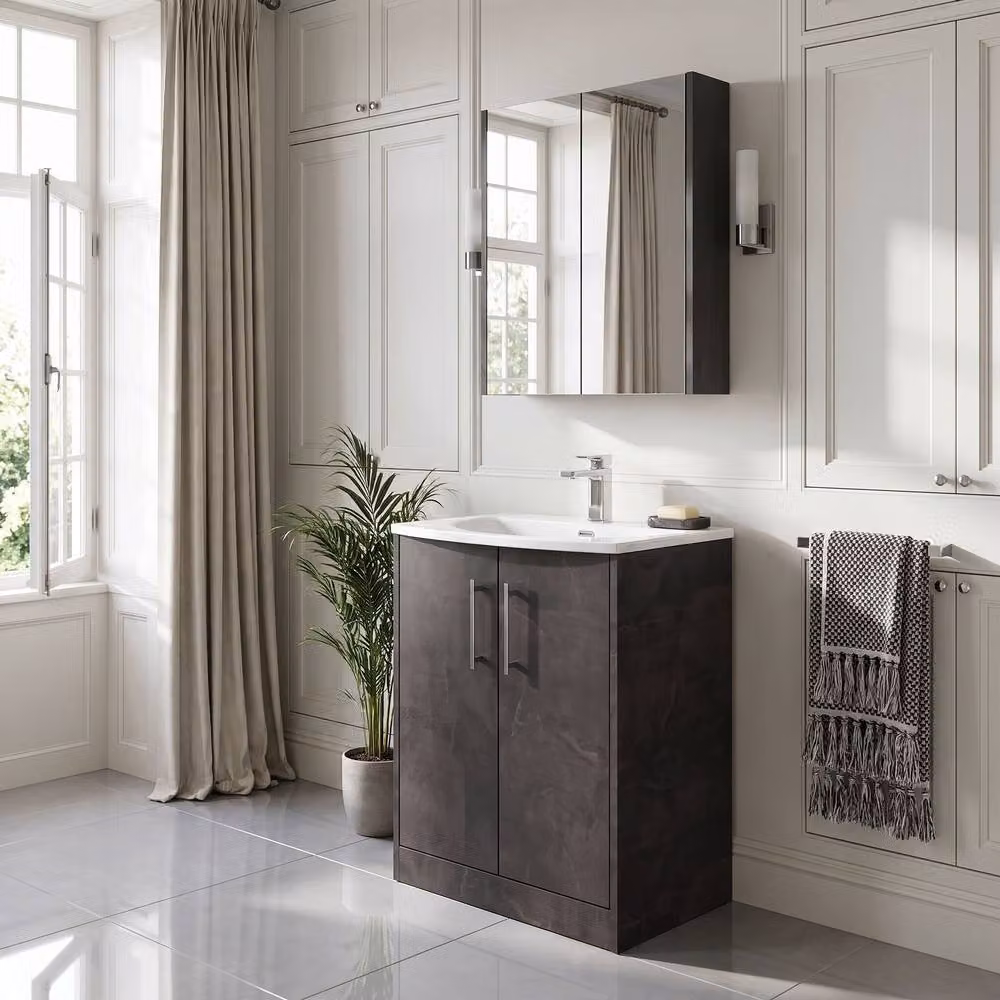 Balterley Winshill Contemporary 2 Door Floor Standing Grey Bathroom Vanity Basin Unit, Width: 60 cm – 3