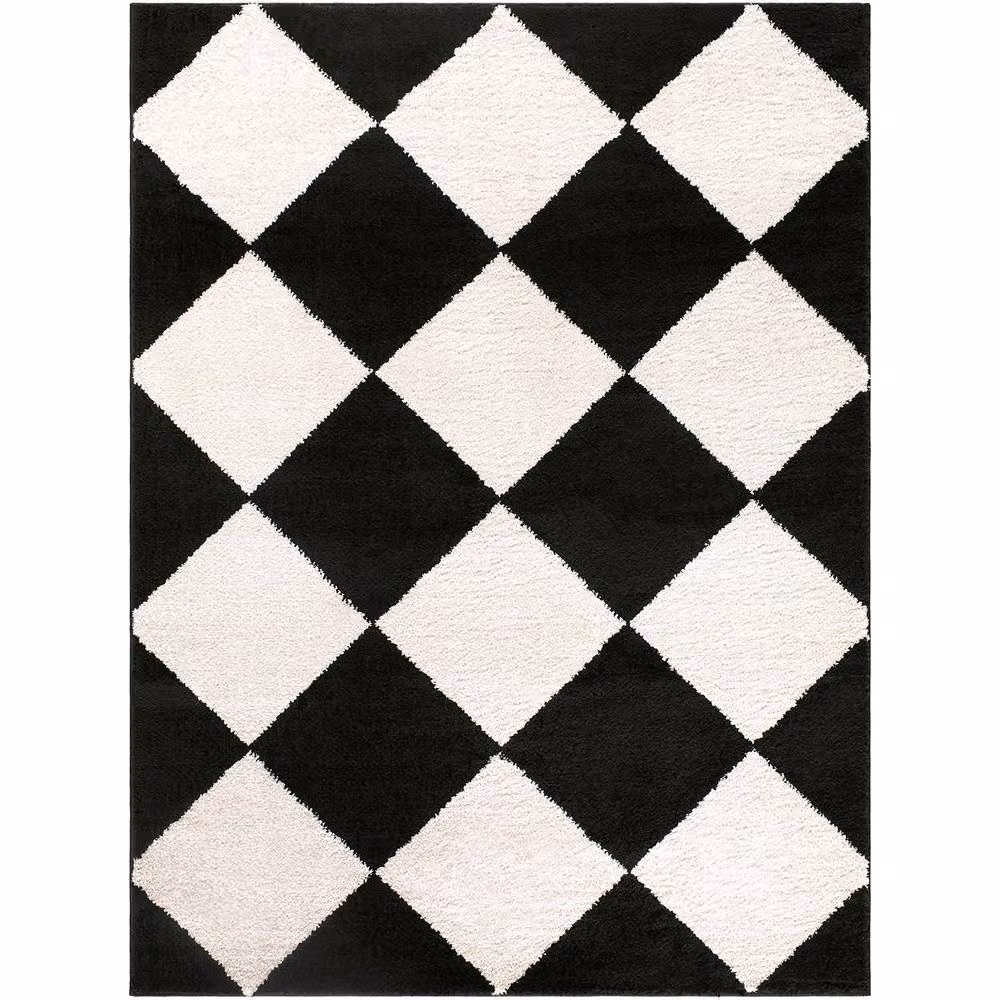Livabliss Tivoli Modern High Pile Diamond Pattern Washable Rug in Black and Cream, W: 200 cm, D: 275 cm – 2