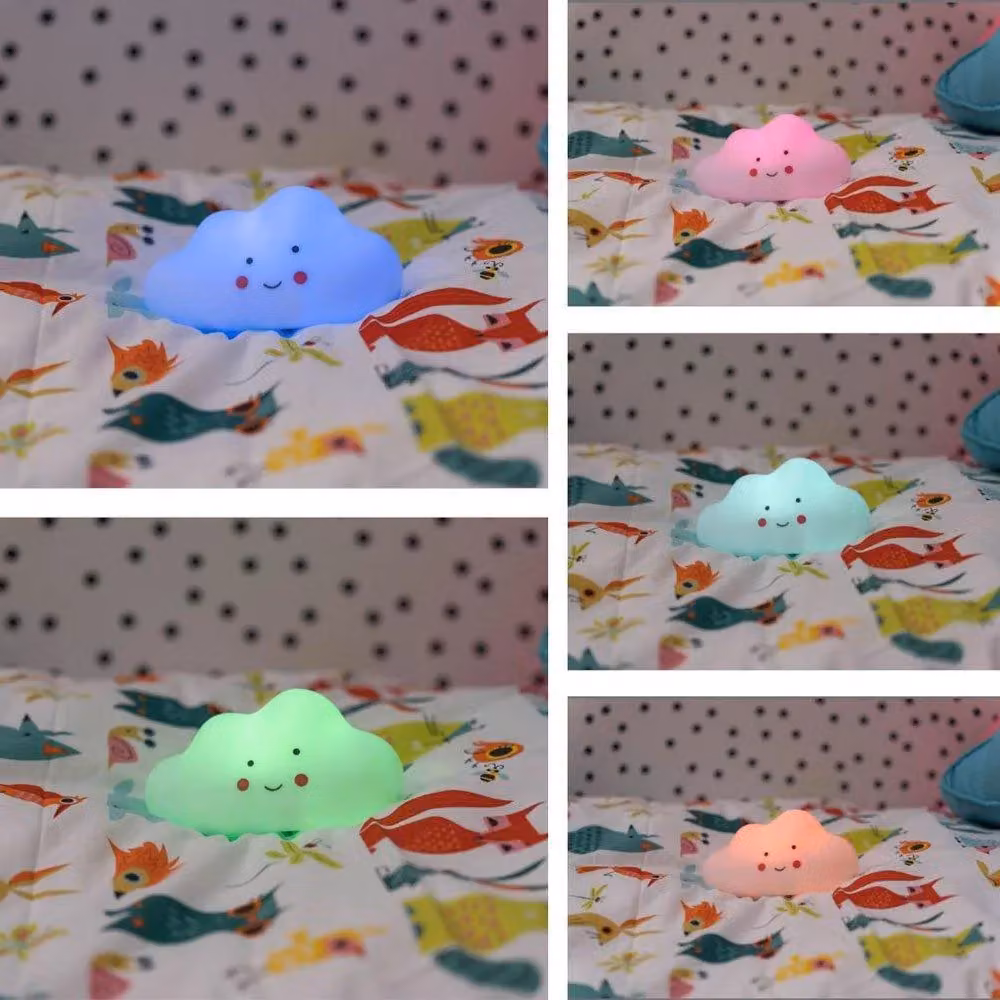 ValueLights Cloud LED Childrens Night Light with Remote Control, White Silicone Nursery Bedside Lamp – 2