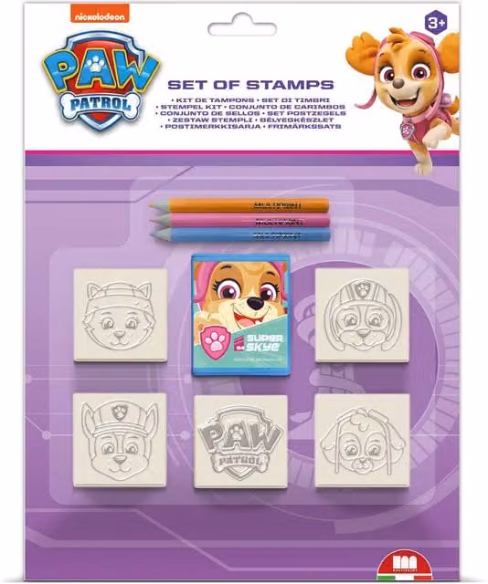 PAW Patrol Pink and Multicolour Kids Craft and Stationery Set with 5 Rubber Character Stamps