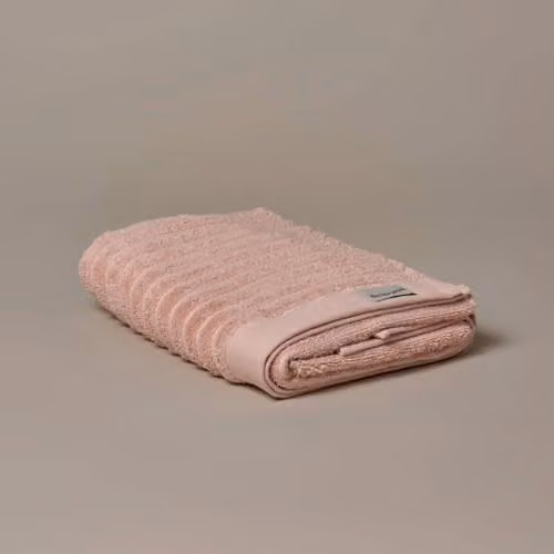 Misona Organic GOTS Cotton Ribbed Bath Towel, Pink, W: 70 cm, L: 125 cm – 1