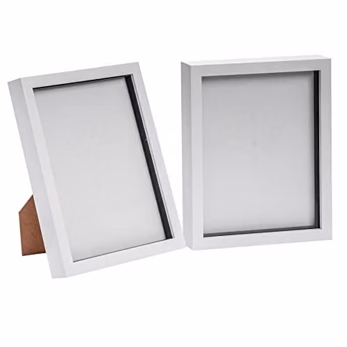 Nicola Spring Modern Rectangular 3D Shadow Box Photo Frames, Pack of 2, White, 20.32 x 25.4 cm