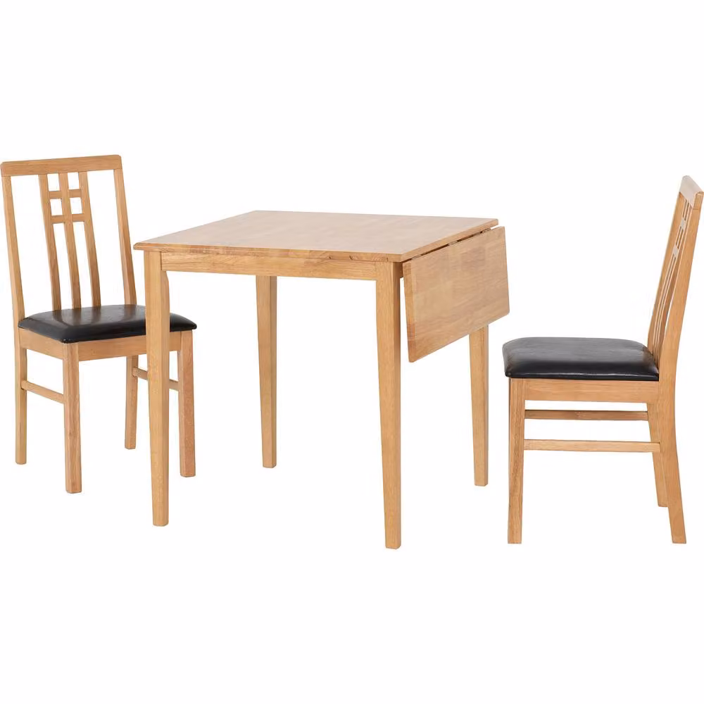 Seconique Vienna Drop Leaf Dining Set in Natural Wood with 3 Chairs – 2