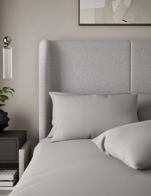 M&S x Kelly Hoppen 2 Pack 500 Thread Count Cotton Sateen Pillowcases in Grey