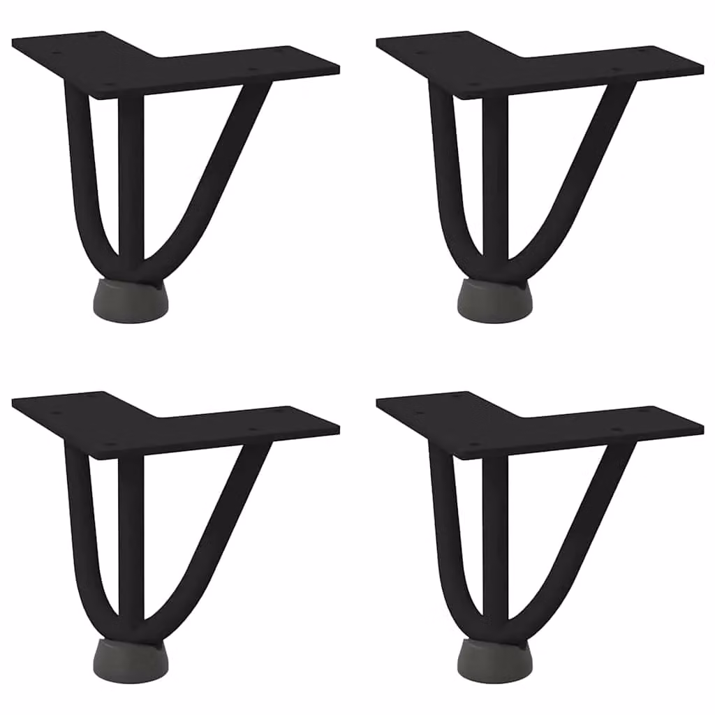 Berkfield Home Black Solid Steel Hairpin Table Legs, 4 Pieces, Height: 10 cm – 2