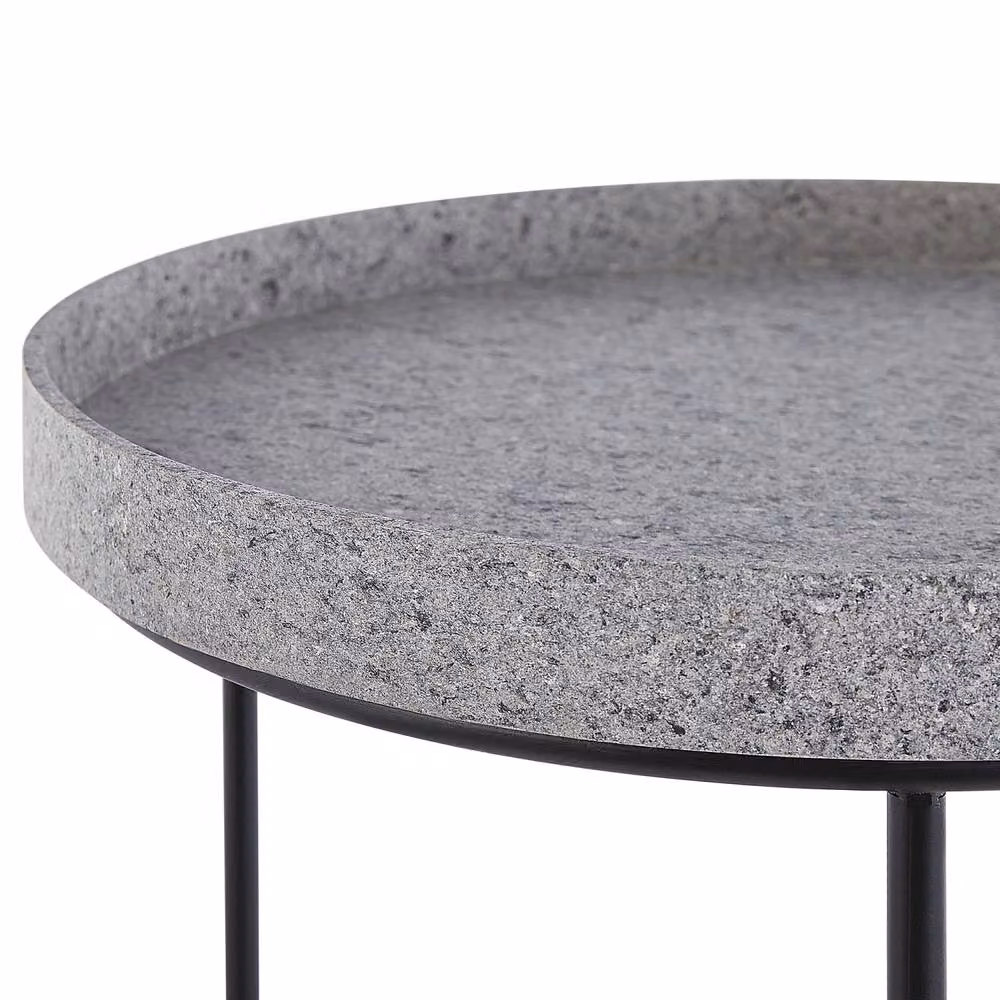 Wyld and Coco Three-Piece Marble-Effect Nesting Side Tables with Black Openwork Metal Frame – 3