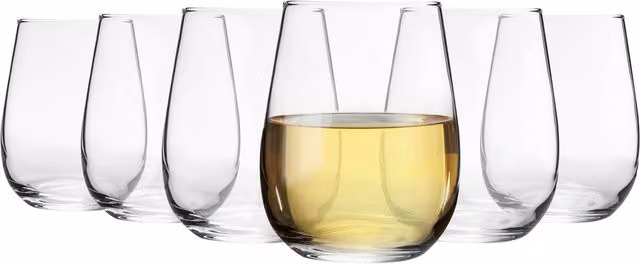 LAV Gaia Stemless White Wine Glasses, 360ml, Clear, Pack of 6 – 1