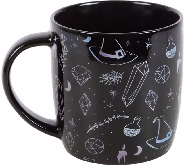 Something Different Crystal Witch Printed Ceramic Mug in Black, Blue and Purple