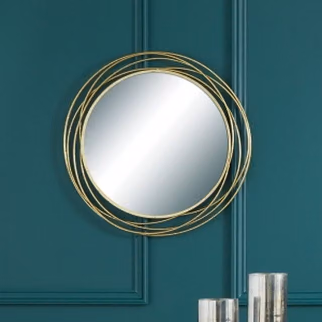 Pacific Lifestyle Swirl Round Abstract Wall Mirror in Antique Gold
