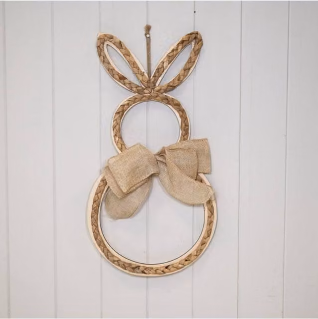 KDMD Rabbit Shaped Decorative Wreath in Beige Rattan