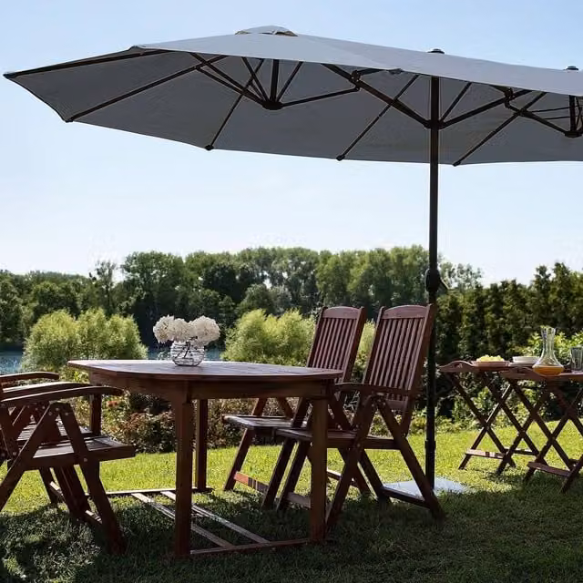 Wyld and Coco Garden Sun Parasol in Dark Grey with Aluminium Pole, Height: 247 cm – 1
