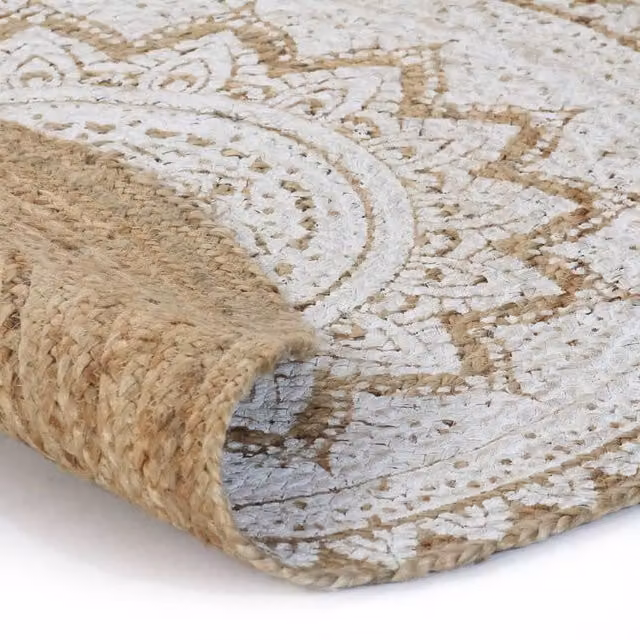 Berkfield Home Braided Jute Round Area Rug in Beige, Diameter: 100 cm