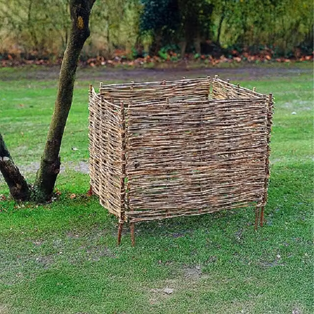 Primrose Woven Hazel Wood Compost Bin in Brown and Yellow