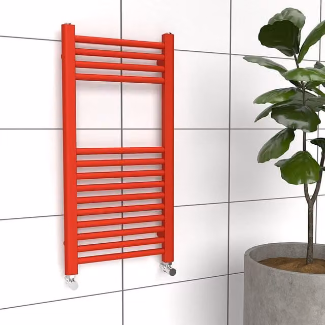 Lux Heat Red Steel Wall Mounted Towel Radiator, W: 40 cm, H: 80 cm