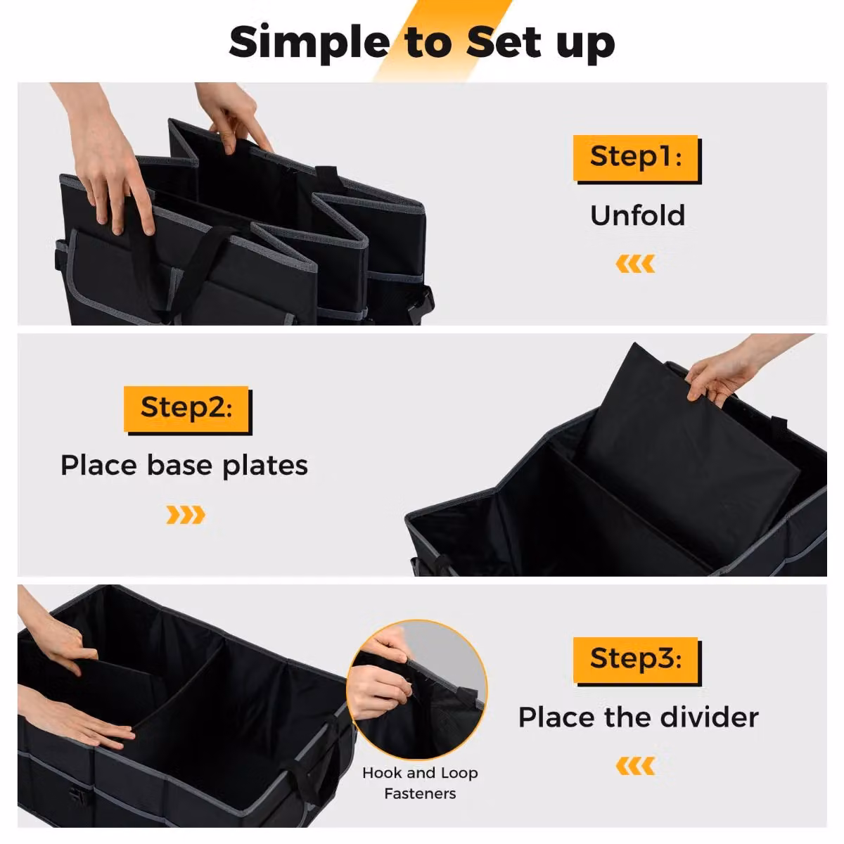 Costway Collapsible Car Trunk Organizer 48L Cargo Storage Box in Black – 8
