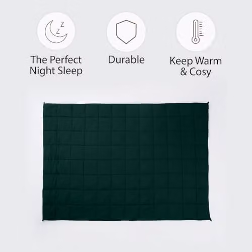 OHS Sensory Sleep Therapy Weighted Blanket for Adults, Green, W/D/H: 125 x 180 cm, 6kg – 2