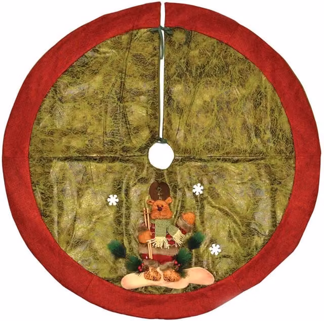 Shatchi Deluxe 3D Handmade Christmas Tree Skirt Base Cover in Yellow and Multicolour, Width: 122 cm – 1
