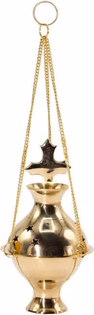 KDMK Gold Hanging Metal Incense Burner with Geometric Cross and Star Design