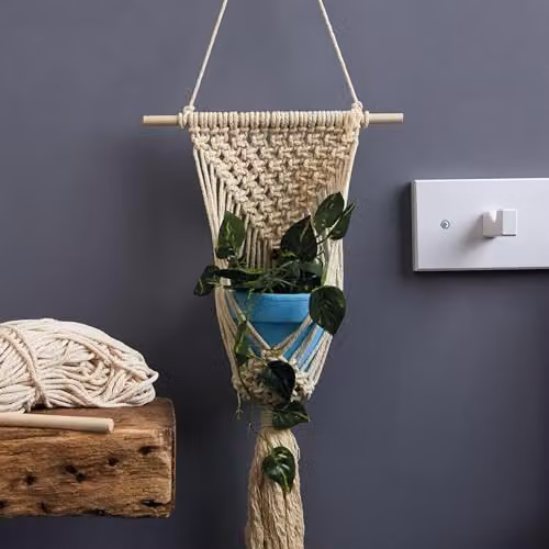 House Of Crafts Macrame Plant Hanger Single Craft Kit in Beige – 4