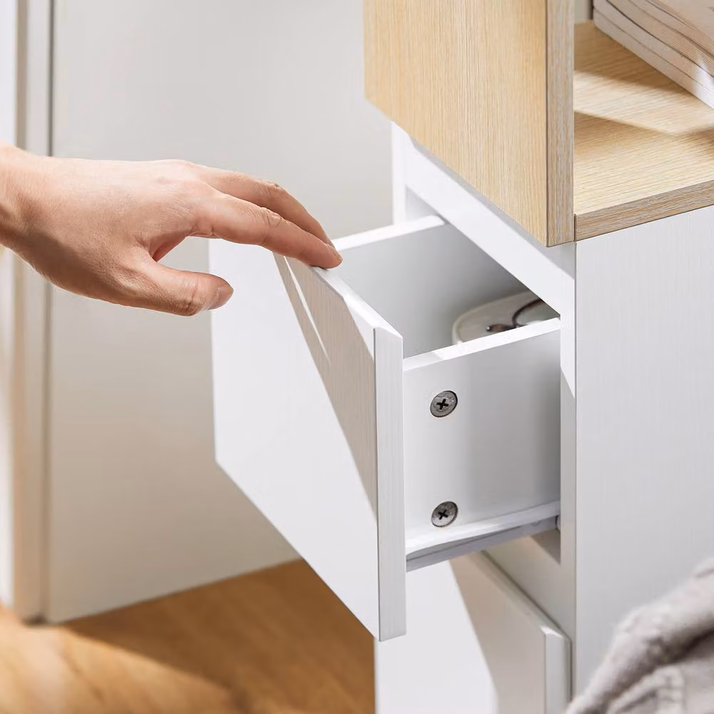 SoBuy Modern White Metal Narrow Side Table with Castors – 4