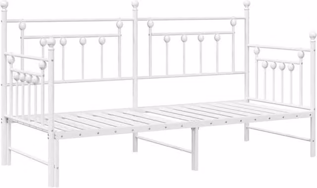 Berkfield Home Modern Daybed Frame with Trundle in White Metal, W/D/H: 80 x 200 cm
