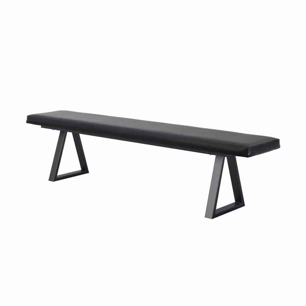 Wyld Haus Balbriggan Black Faux Leather Bench W: 180 cm, D: 34 cm, H: 45 cm – 2
