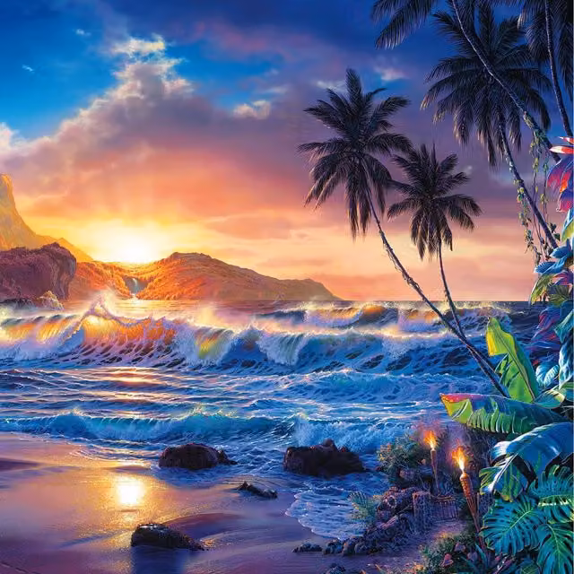 Beyond Hana's Gate Blue Multicolour Wall Mural