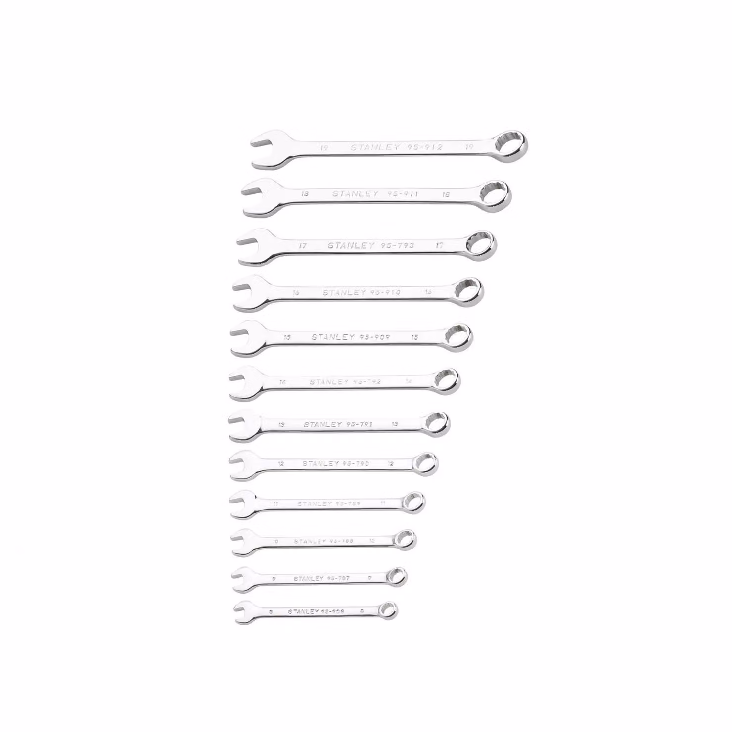 Stanley 12 Piece Chrome Vanadium Steel Combination Wrench Set in Silver and Multicolour – 2