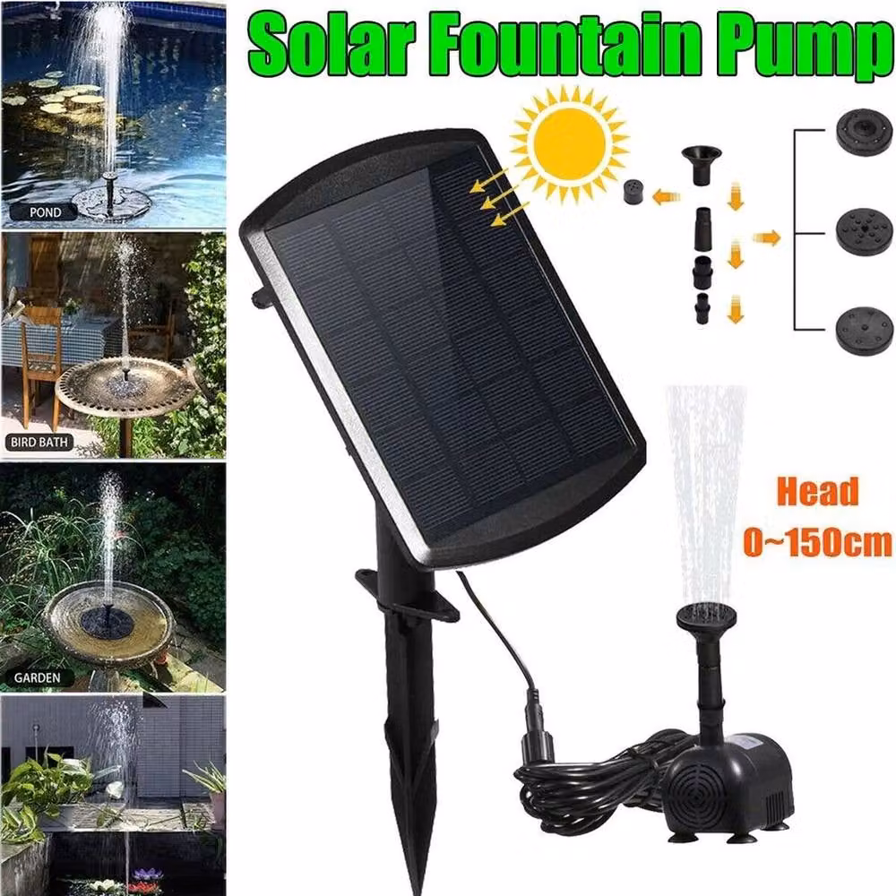 SPETLEK Solar Powered Water Fountain Pump in Black, 0.6m2 – 2