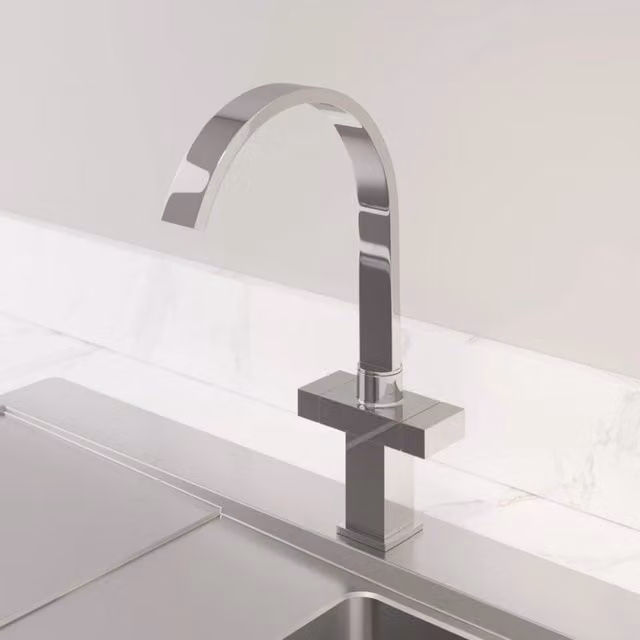 Moritza Brass Kitchen Mixer Tap with Two Handles and Swivel Spout in Chrome