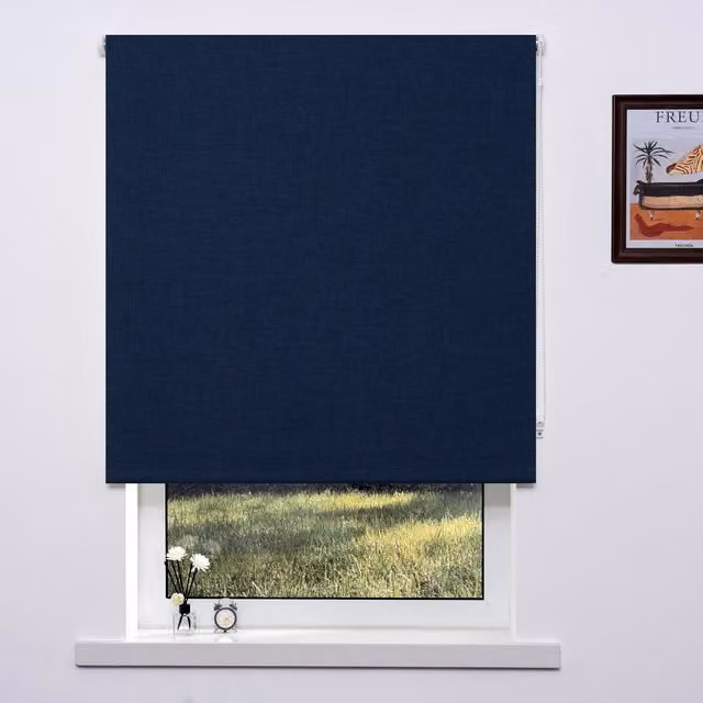 TRENDS Navy Blue Textured Blackout Blinds, Width: 120 cm