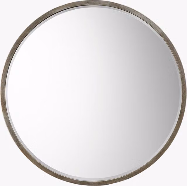 Perch & Parrow Newport Large Round Wall Mirror in Antique Silver
