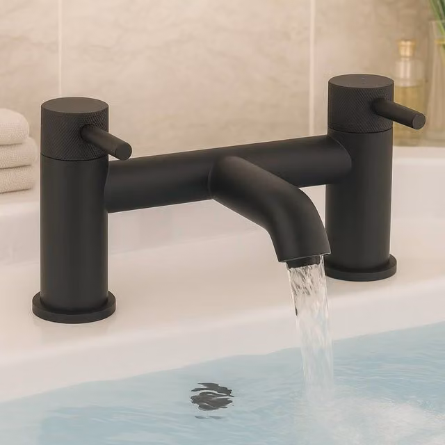Bathroom Kingdom Redondo Matt Black Round Bath Filler Tap