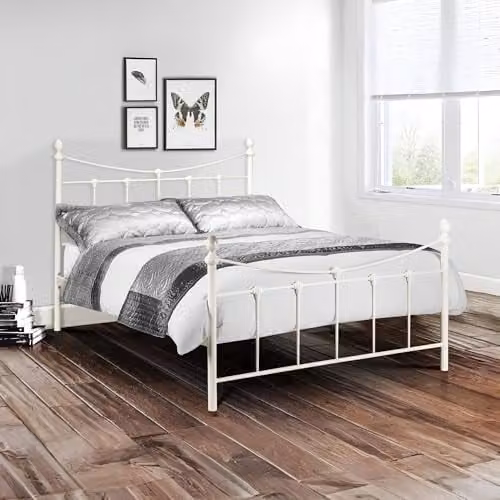 Julian Bowen Rebecca Metal Bed Frame in White and Gold, Double (140 x 200 cm) – 1