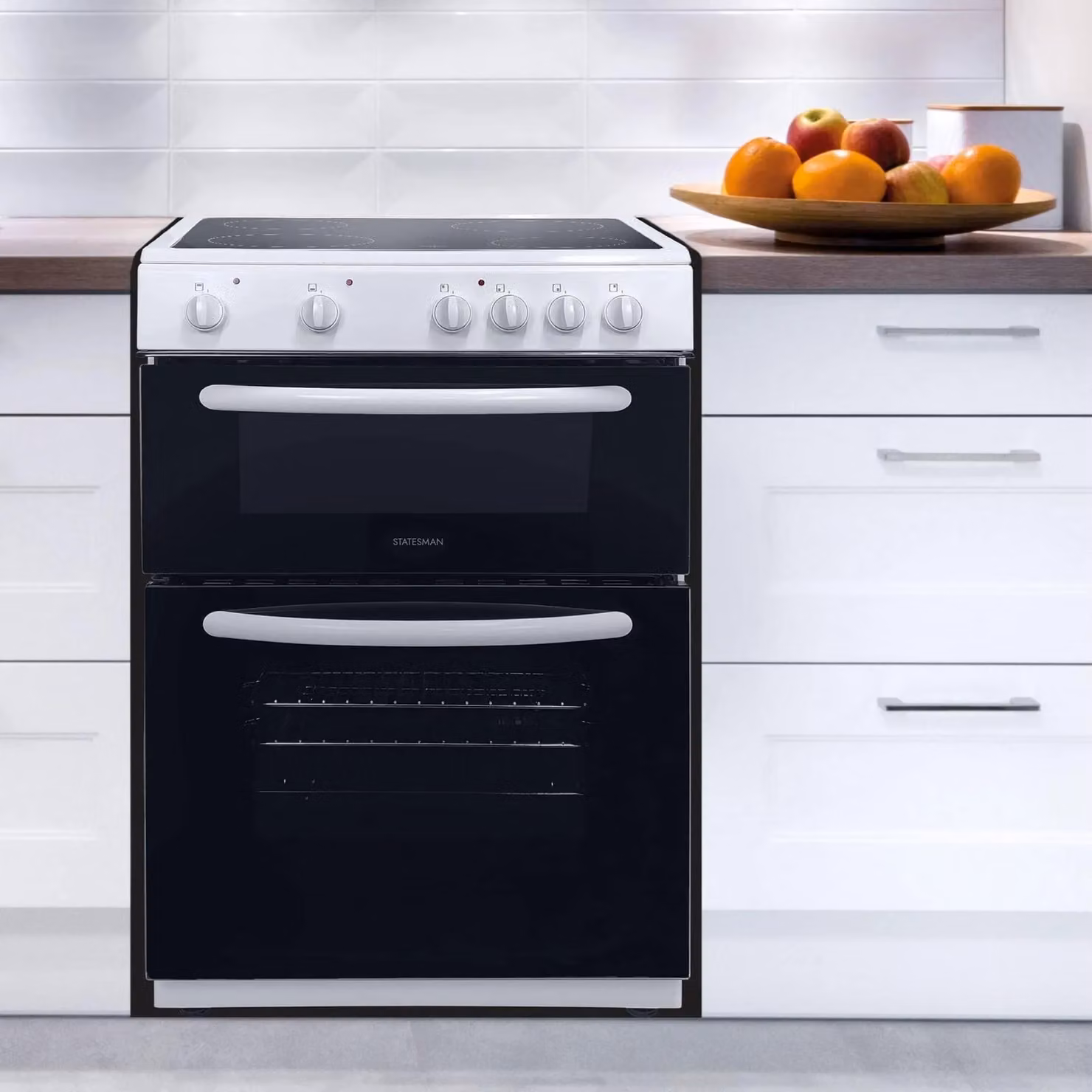 Statesman Fan Assisted Double Oven Electric Cooker in White – 2