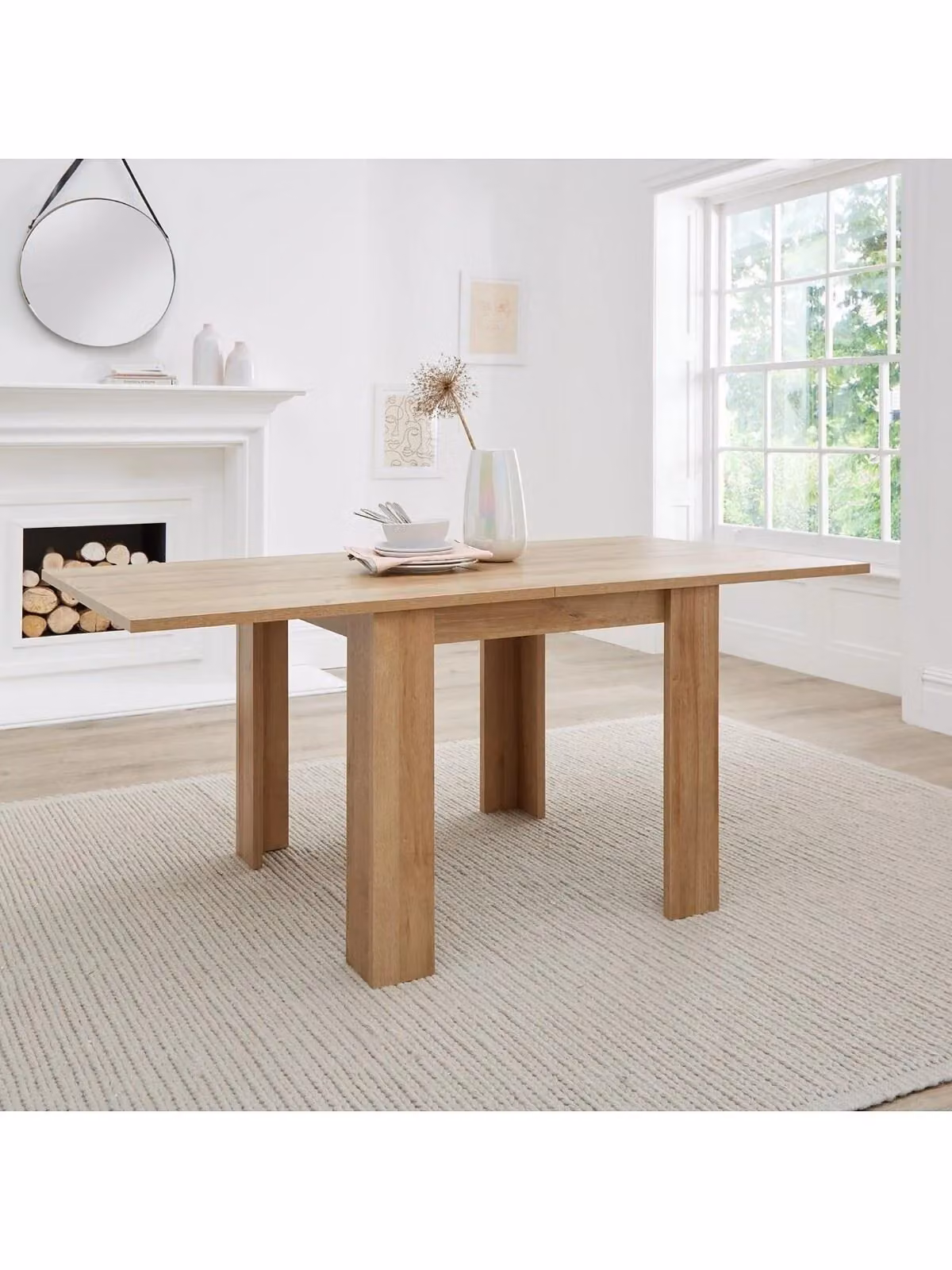 Panama Extending Dining Table in Dark Oak Brown with Butterfly Leaf
