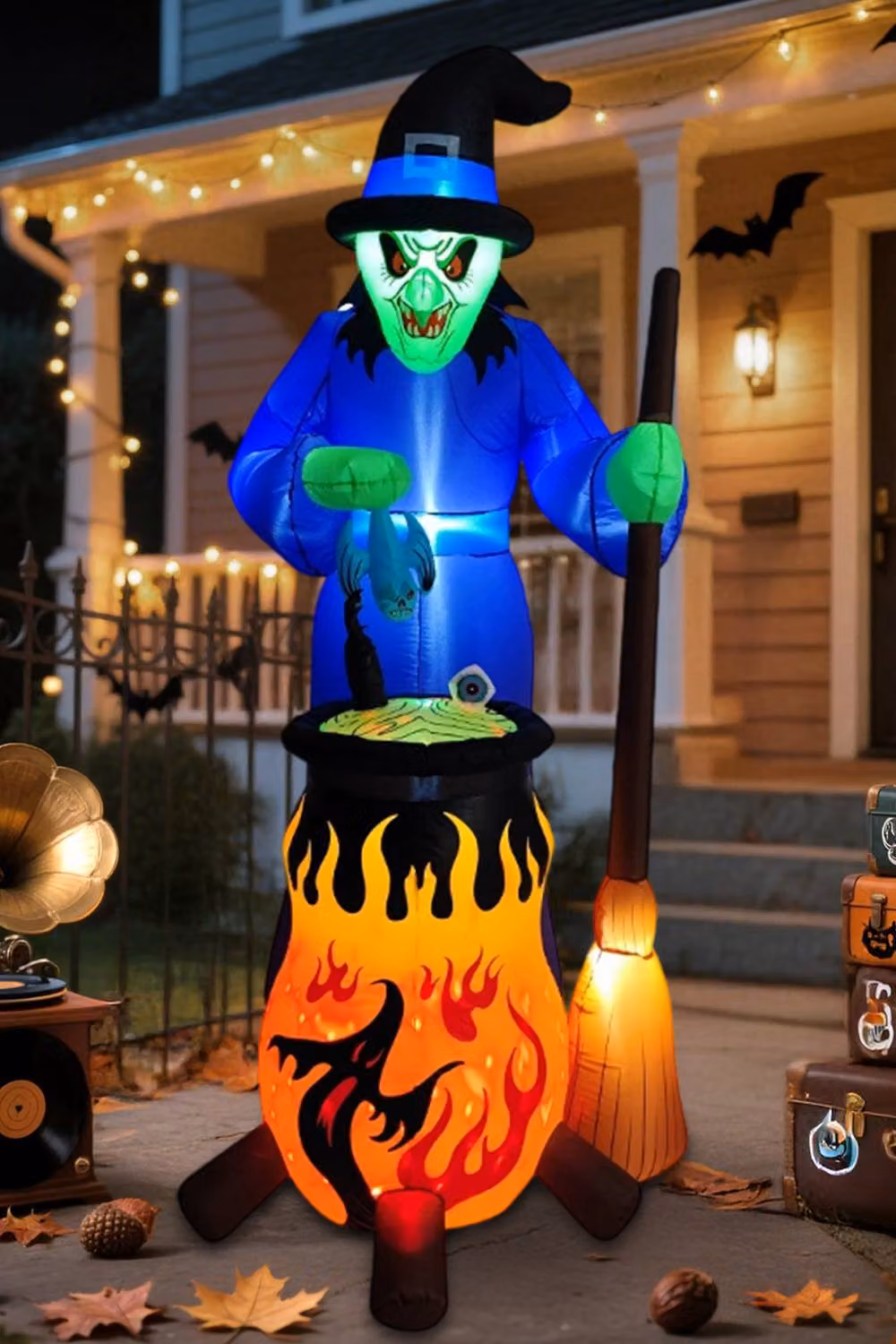 H&O Direct 7ft Giant Light-Up Witch Inflatable Halloween Garden Doorway Display in Multicolour – 2